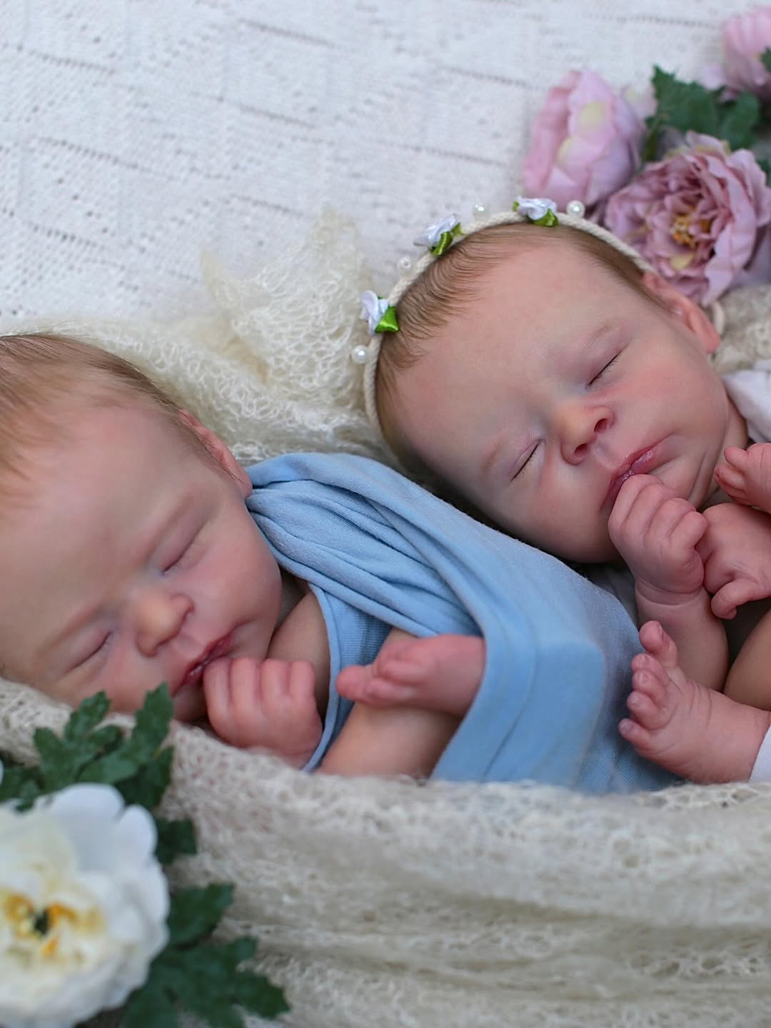 Rose & Ruby — Twin Set — sleeping newborn reborn twin set, photo 3